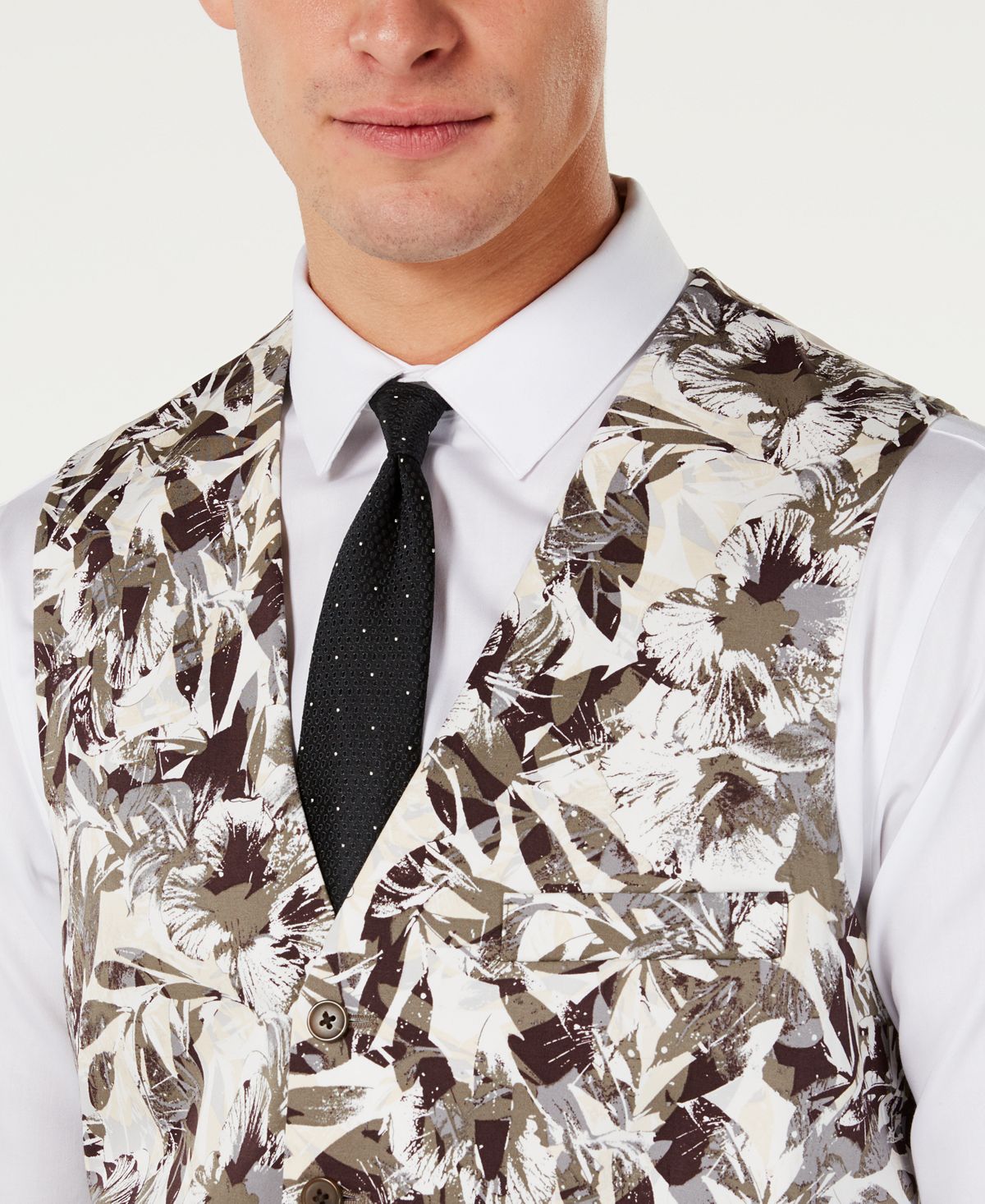 INC International Concepts Colete masculino slim fit botânico marrom tamanho extrapequeno