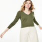 Suéter de cashmere feminino com decote em V Charter Club, verde, tamanho médio