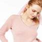 Suéter de cashmere feminino com decote em V Charter Club, rosa, tamanho pequeno