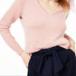 Suéter de cashmere feminino com decote em V Charter Club, tamanho regular, rosa, tamanho extragrande