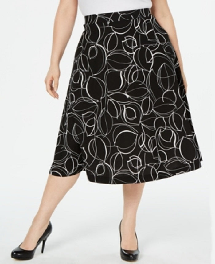 Saia MIDI estampada feminina Alfani preta tamanho 18W
