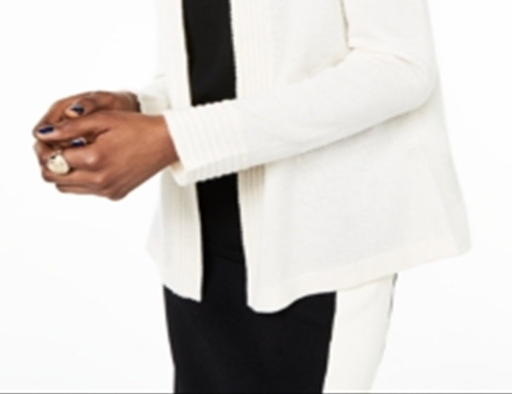 Cardigan de cashmere feminino Charter Club com frente aberta, branco, tamanho extrapequeno