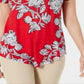 JM Collection Top estampado feminino vermelho tamanho pequeno GG