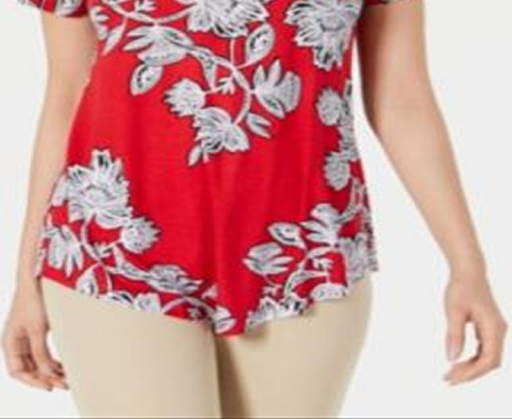 JM Collection Top estampado feminino vermelho tamanho pequeno GG