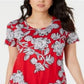 JM Collection Top estampado feminino vermelho tamanho pequeno GG