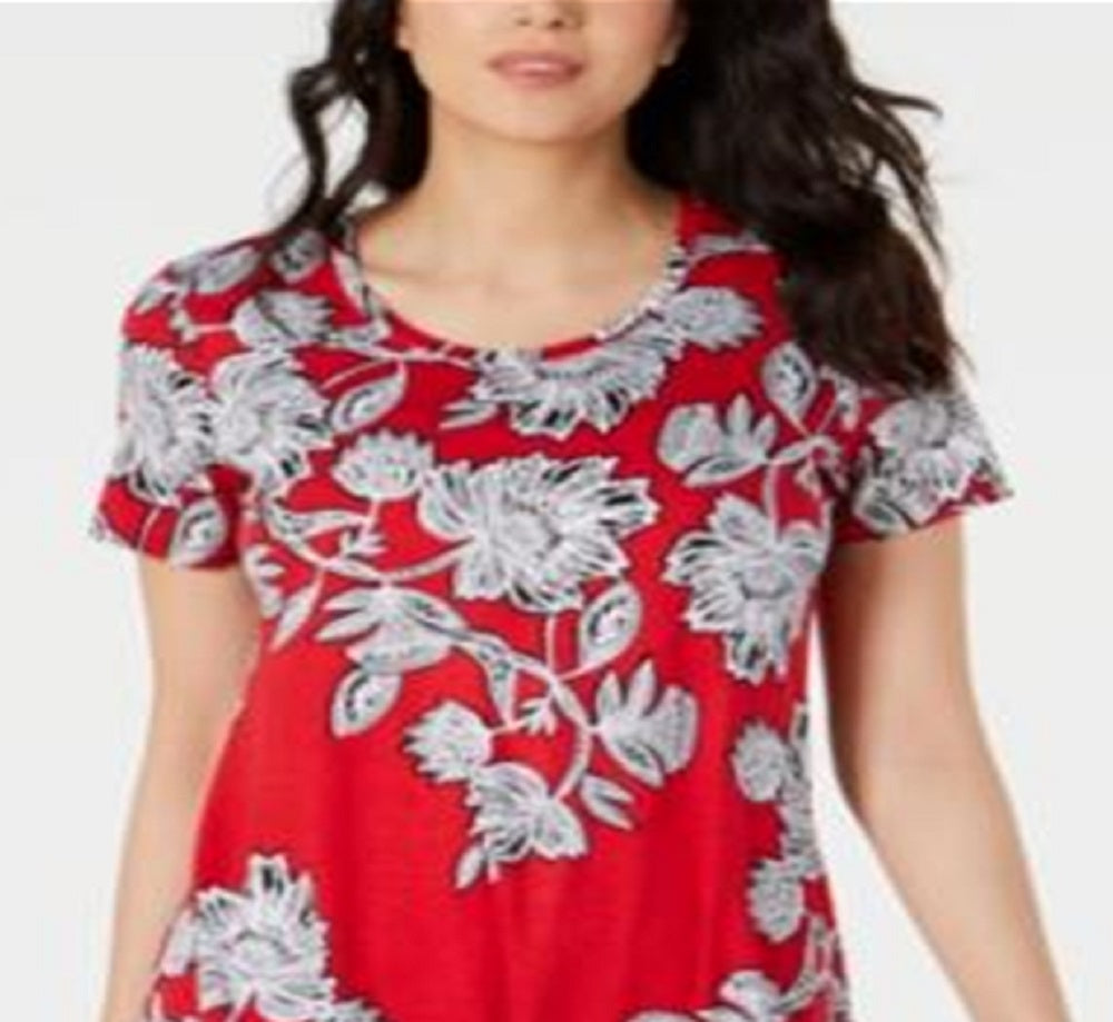 JM Collection Top estampado feminino vermelho tamanho pequeno GG