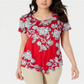 JM Collection Top estampado feminino vermelho tamanho pequeno GG