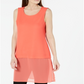 Blusa túnica feminina Alfani coral, sem mangas, com decote redondo, para festa, tamanho pequeno, médio