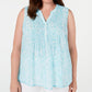 Blusa plissada plus size feminina Charter Club, azul, tamanho pequeno G