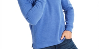 Club Room Men's Quarter Zip French Rib Pullover Sweater Blue Size Medium