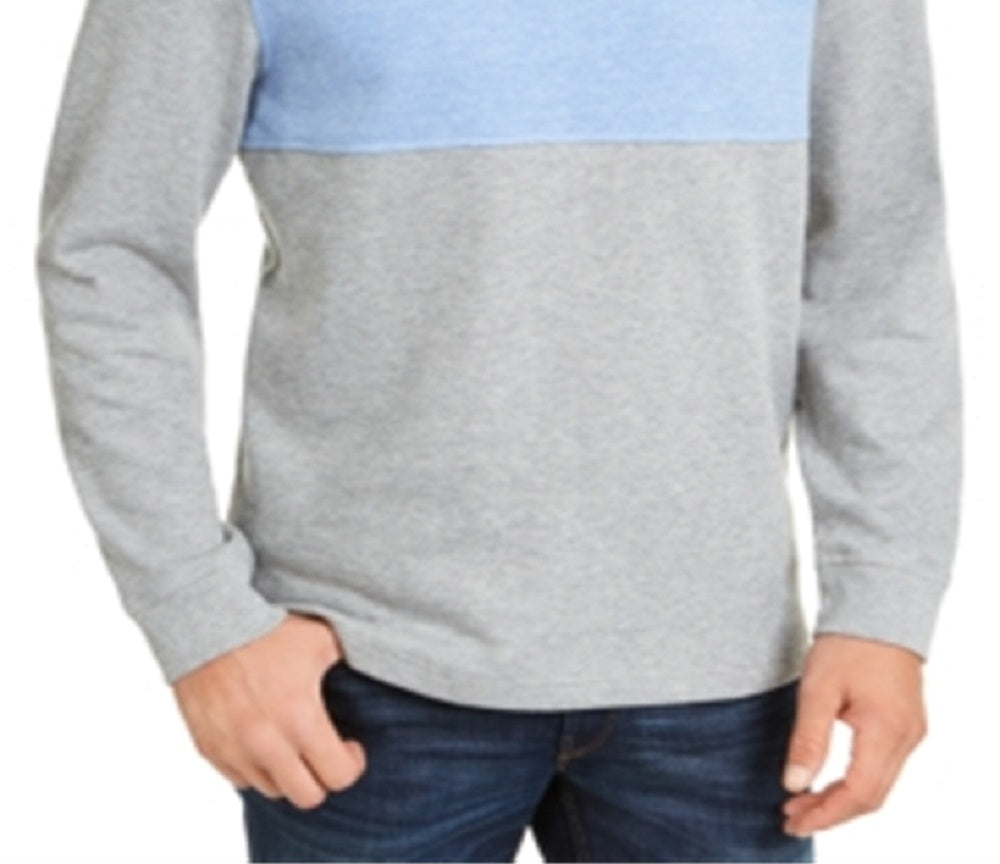 Suéter masculino Club Room com zíper de um quarto e canelado francês, cinza, tamanho extragrande