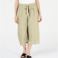 Calça Capri Texturizada Feminina JM Collection Amarrada na Frente Marrom Tamanho Pequeno Médio