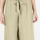 Calça Capri Texturizada Feminina JM Collection Amarrada na Frente Marrom Tamanho Pequeno Médio