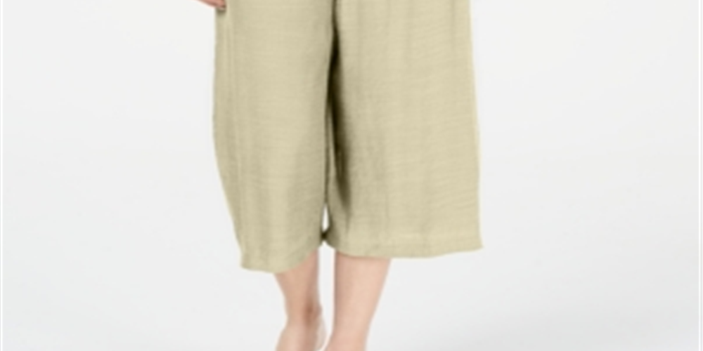 Calça Capri Texturizada Feminina JM Collection Amarrada na Frente Marrom Tamanho Pequeno Médio