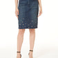 Saia jeans feminina com detalhes em azul, tamanho 18, da INC International Concepts