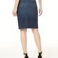 Saia jeans feminina com detalhes em azul, tamanho 18, da INC International Concepts