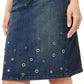 Saia jeans feminina com detalhes em azul, tamanho 18, da INC International Concepts