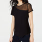 Camiseta feminina com detalhe de ilusão da INC International Concepts, preta, tamanho grande