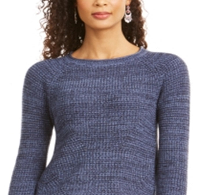 Suéter feminino de gola redonda mesclado estilo &amp; co, azul, tamanho médio