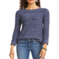 Suéter feminino de gola redonda mesclado estilo &amp; co, azul, tamanho médio