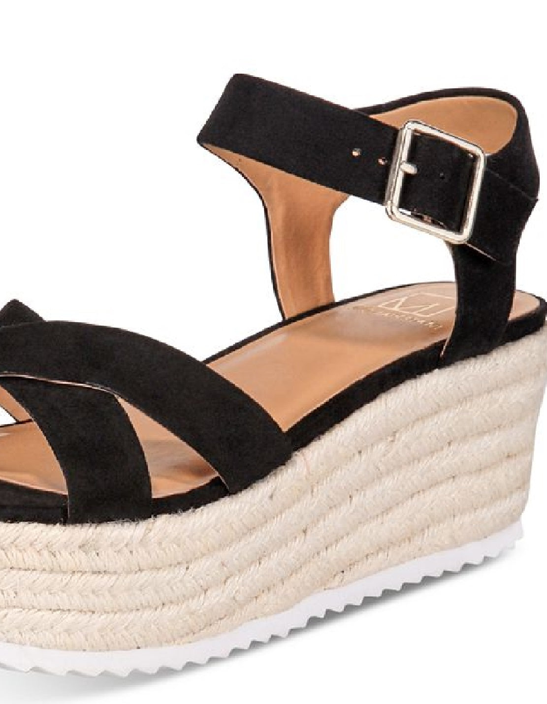 Material Girl Sandálias plataforma casuais femininas Mbrinnyf de algodão com bico aberto, pretas, tamanho 11 M