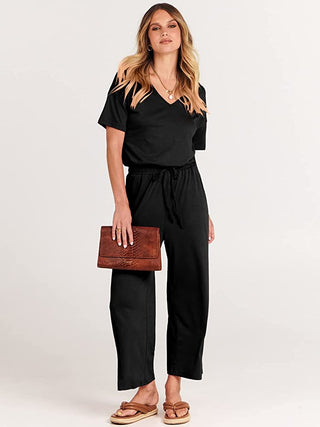 Blusa capri feminina de manga curta e decote em V, estilo &amp; co, preta, tamanho pequeno M
