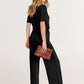 Blusa capri feminina de manga curta e decote em V, estilo &amp; co, preta, tamanho pequeno M