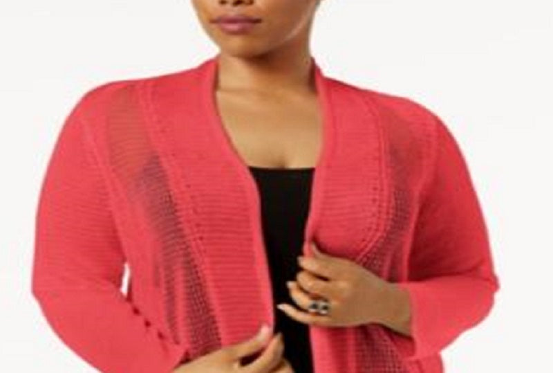 Cardigan leve Alfani feminino plus com pontos mistos, vermelho, tamanho 2X