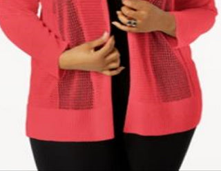 Cardigan leve Alfani feminino plus com pontos mistos, vermelho, tamanho 2X