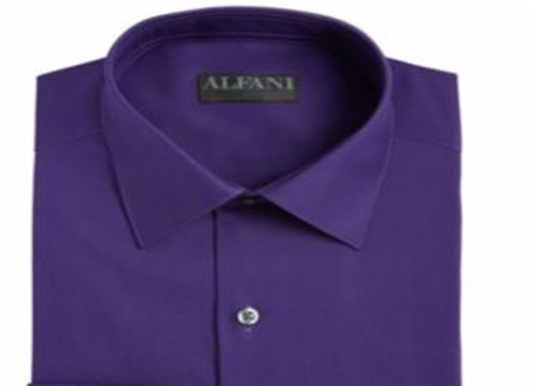 Camisa masculina Alfani Regular Fit com botões e resistente a rugas, roxa, tamanho M