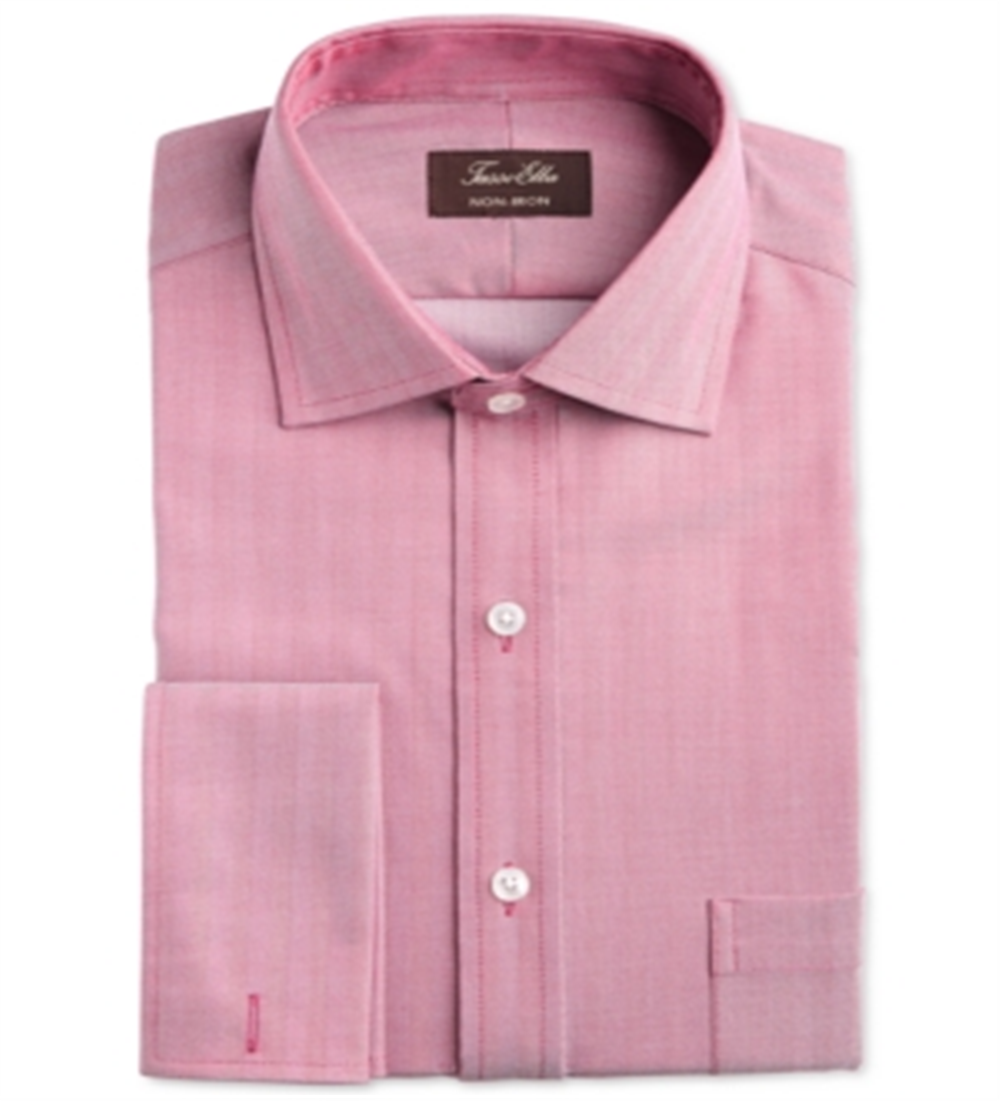 Camisa social masculina Tasso Elba Slim Fit, sem ferro, com punho francês e espinha de peixe, vermelha, tamanho 14,5 x 32 x 33
