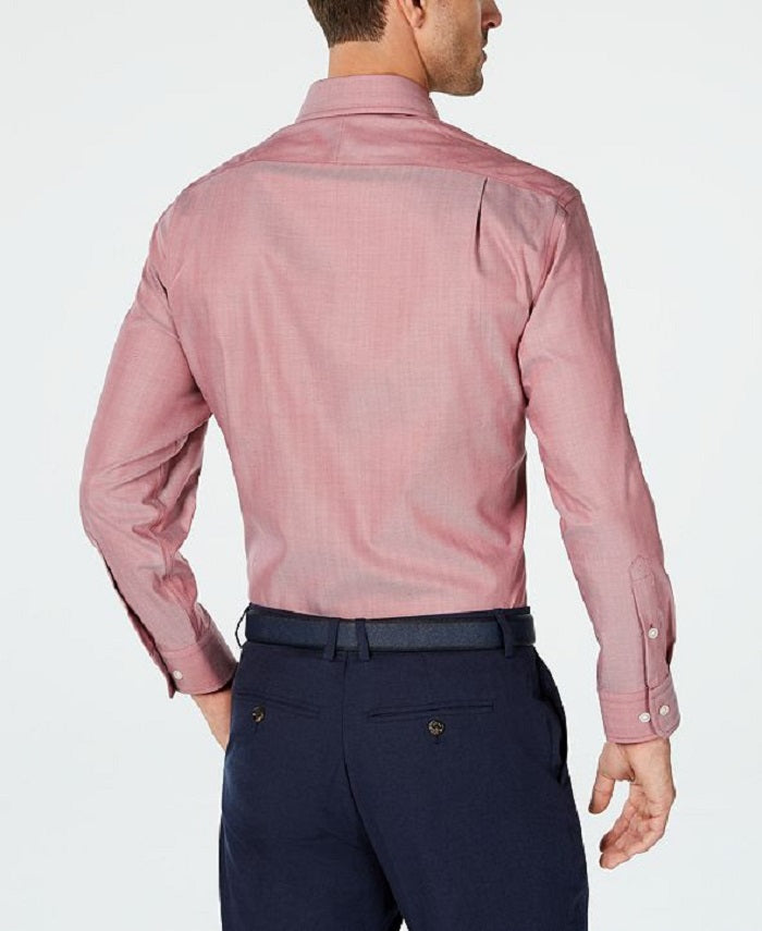 Camisa social masculina Tasso Elba, sem passar a ferro, tamanho regular, vermelha, 15x34-35