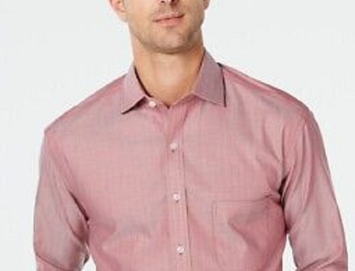 Camisa social masculina Tasso Elba, sem passar a ferro, tamanho regular, vermelha, 15x34-35