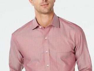 Camisa social masculina Tasso Elba, sem passar a ferro, tamanho regular, vermelha, 15x34-35