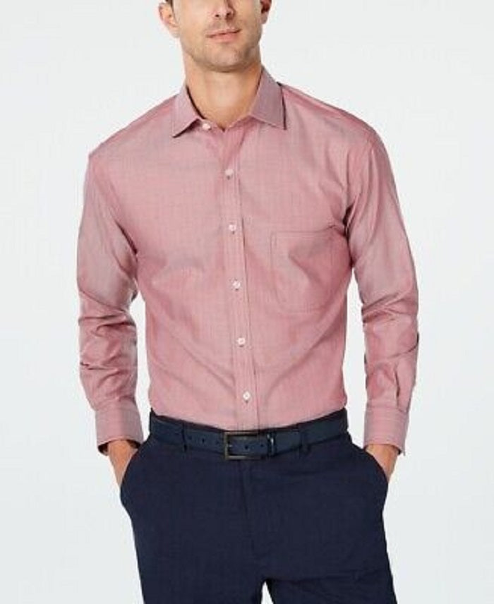 Camisa social masculina Tasso Elba, sem passar a ferro, tamanho regular, vermelha, 15,5 x 34-35
