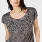 Blusa feminina com estampa animal e lantejoulas da INC International Concepts, cinza, tamanho pequeno