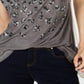 Blusa feminina com estampa animal e lantejoulas da INC International Concepts, cinza, tamanho pequeno