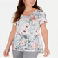 JM Collection Top estampado com tachas feminino verde tamanho X-Large