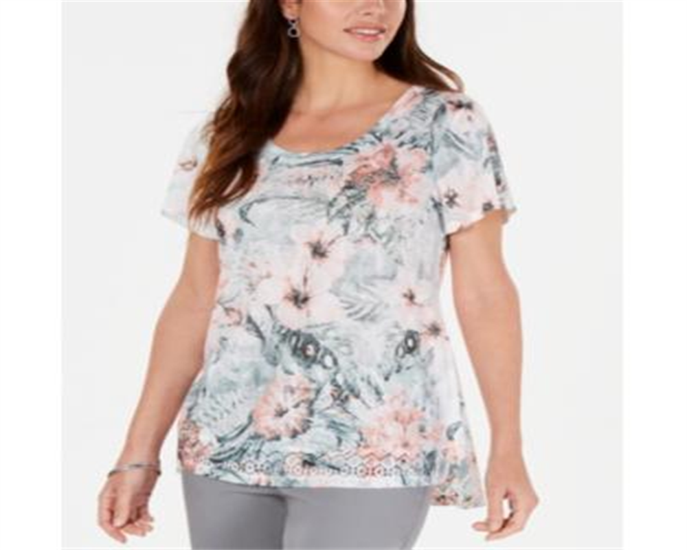 JM Collection Top estampado com tachas feminino verde tamanho X-Large