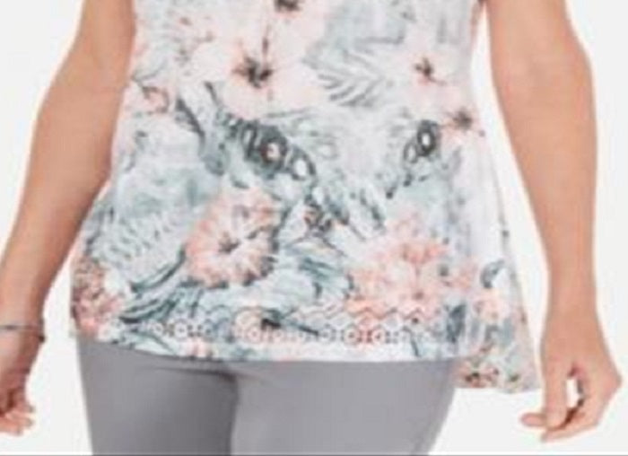 JM Collection Top estampado com tachas feminino verde tamanho X-Large