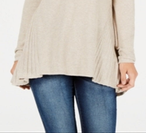 Suéter túnica feminino estilo &amp; co, comprimento alto e baixo, marrom, tamanho extrapequeno