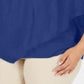 JM Collection Top de festa feminino com manga 3/4 azul tamanho 1X