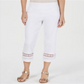 Calça Capri Feminina JM Collection Crochê com Acabamento Branco Tamanho Pequeno