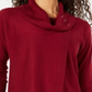 Suéter feminino JM Collection com gola alta e capuz, tamanho grande, vermelho