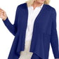Cardigan feminino JM Collection com nervuras mistas e botões, azul, tamanho pequeno G