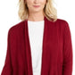 Cardigan feminino JM Collection com nervuras mistas e botões, vermelho, tamanho pequeno, médio
