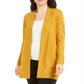 Cardigan feminino JM Collection com frente aberta, amarelo, tamanho pequeno, médio