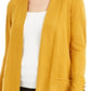 Cardigan feminino JM Collection com frente aberta, amarelo, tamanho pequeno, médio