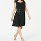 Vestido feminino com ilhós e alças finas, preto, tamanho pequeno, da coleção JM