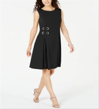 Vestido feminino com ilhós e alças finas, preto, tamanho pequeno, da coleção JM